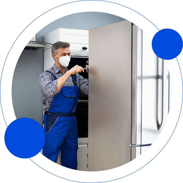 Technician Open the back Area of the Refrigerator — Appliance Services Repair in Singapore